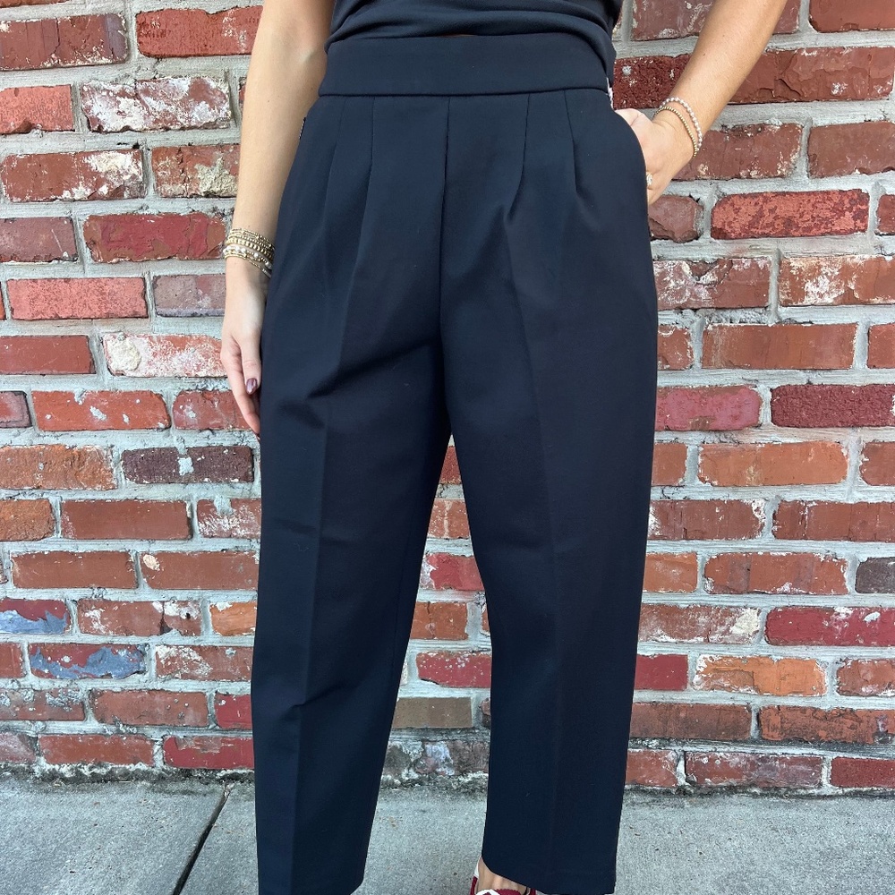 Ponte Pleated Tuxedo Trouser Black